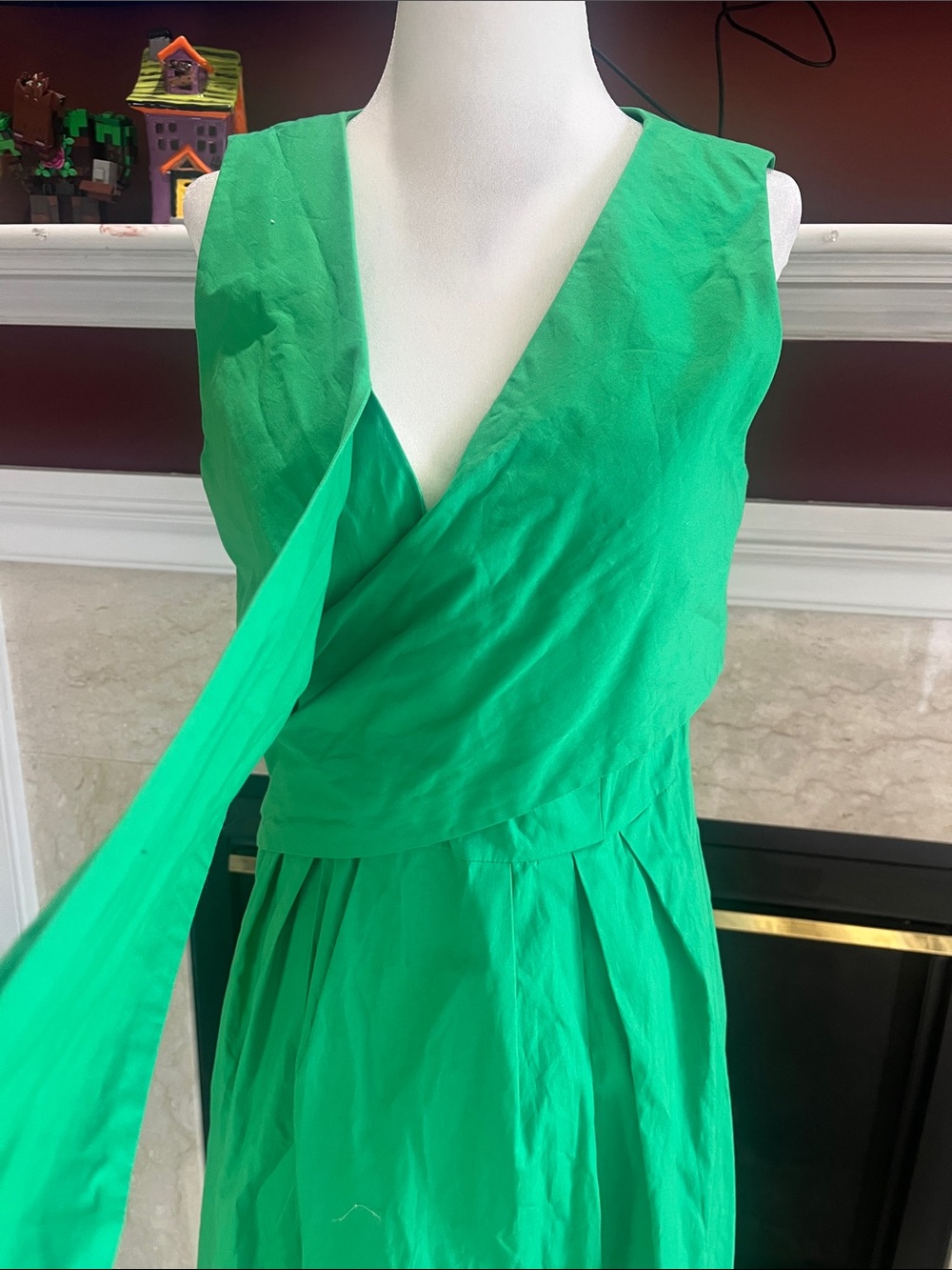 J by J Crew Green Wrap Midi Dress with Waist Bow - Picture 7 of 13
